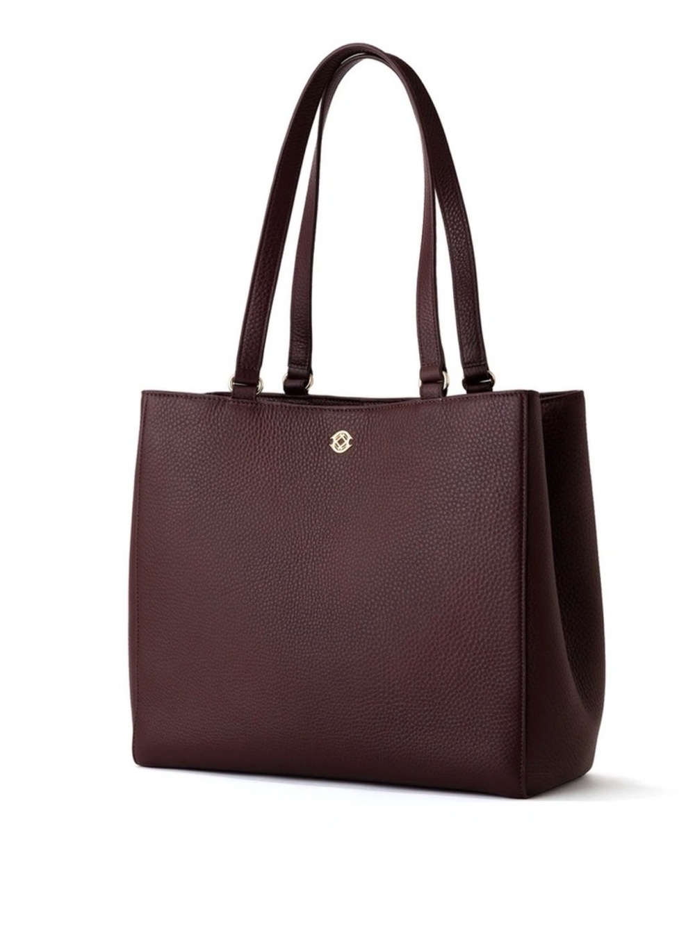 Dagne Dover Allyn Pebbled Leather Tote Bag in Oxblood